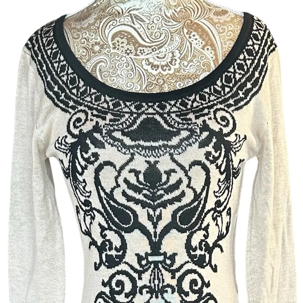 Free People Sexy Stretchy Tribal Versace Pattern Mini Sweater Dress Size XS - Picture 6 of 8